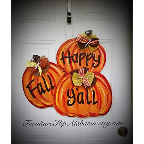 Happy Fall Yall pumpkin door hanger Stacked pumpkin wreath