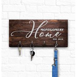 Key Holders for Wall, Personalized Family Key Hanger, Wooden Housewarming Wedding Anniversary Gift, Decorative Key Hanger with Hooks, Custom Printed Sign MDF 5" x 11"