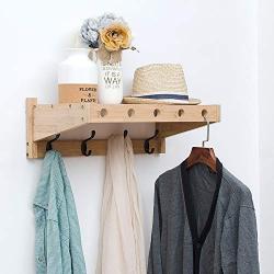 Wall Hook Shelf Rack Wall Hanger Wall Coat Rack Creative Clothes Hanger Natural Bamboo Delicate Porcelain Hook,C+53cm+4hooks