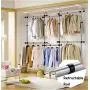 DIY Telescopic Hanger Shelf Hanging Rail Movable Holds Organizer Wardrobe Rack, Clothes Organizer, Clothes Wardrobe 3 Poles 3 Bars with Retractable Tray,With2Trays DIY Telescopic Hanger Shelf Hanging Rail Movable Holds Organizer Wardrobe Rack, Clothes Organizer, Clothes Wardrobe 3 Poles 3 Bars with Retractable Tray,With2Trays