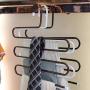 HKOrion Trousers Pants Clothes Hangers Closet Storage Organizer Stainless Steel Multipurpose for Jeans, Scarf, Ties, Legging S Shape Wardrobe Space Saver 5 Layers Hanger Pack of (1) Piece