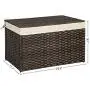 SONGMICS Rattan-Style Storage Box, 42 Gallon Indoor Storage Basket Trunk, Laundry Hamper, Toy Chest, 160L Decorative Bin with Lid Liner Handles, Rectangular, Bedroom Closet Laundry Room,Brown URST76BR