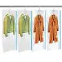MRS BAG Hanging Vacuum Storage Bags 4 Jumbo(57x27.6) Space Saver Bag Dress Cover with Hook for Coats, Jackets, Clothes & Closet Storage - Hand Pump Included