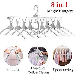 homeclub Clothes Folding Hanger for Travel, 360°Rotating Space Saver, Magic Garment Collapsible Hanger for Home/Trip/Camping, Clothing Storage Organizer Rack for Adult Kids Shirt/Sweater/Suit Pants