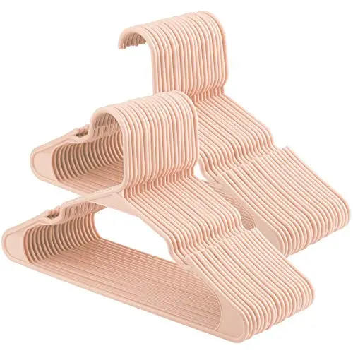 SONGMICS 50-Pack Clothing Hangers, Durable and Slim, Space Saving, Strong Heavy-Duty Plastic, Notched, Standard Tubular Hangers for Coats, Adults, 16.3 Inches Long, Light Pink UCRP03PK50 SONGMICS 50-Pack Clothing Hangers, Durable and Slim, Space Saving, Strong Heavy-Duty Plastic, Notched, Standard Tubular Hangers for Coats, Adults, 16.3 Inches Long, Light Pink UCRP03PK50