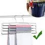 FeeraHozer 3Pack Pants Hangers Space Saving Non Slip Stainless Steel Clothes Hangers Closet Organizer Hanger for Pants Jeans Trousers Scarf Hanging