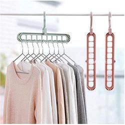 10PC Random Color Multi-Function 9-Hole Sliding Clothes Hanger Sorting Drying Rack Hook Organizer 3D Space Saving Hanger Magic Hanger Decoration