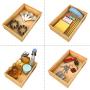 Drawer Organizer Bamboo Storage Boxes - for Kitchen Bathroom Office Desk Wooden Stackable Tray 9x6x2.5inch