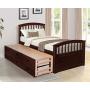 Hooseng Twin Size Solid Wood Bookcase Captains Platform Storage Bed with Pull Out 6 Drawers,No Boxes Spring Needed, Deep Walnut