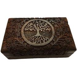 vrinda Wooden Storage Boxes Tree of Life- Natural Color