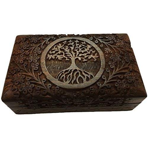 vrinda Wooden Storage Boxes Tree of Life- Natural Color