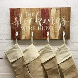 The Stockings Were Hung Stocking Hanger Reclaimed Wood Wall Art 23x11