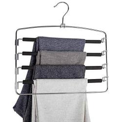 Pant Hangers Durable Slack Hangers Clothes Pants Hangers-Multi Layers Pant Slack Hangers Swing Arm Pants Hangers for Pants Jeans Scarf Hanging Multi Layers Stainless Steel Space Saving Clothes
