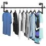 MyGift Black Metal Wall Mounted Faucet Design Closet Rod Garment Rack/Hanging Clothes Bar Display
