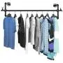 MyGift Black Metal Wall Mounted Faucet Design Closet Rod Garment Rack/Hanging Clothes Bar Display MyGift Black Metal Wall Mounted Faucet Design Closet Rod Garment Rack/Hanging Clothes Bar Display