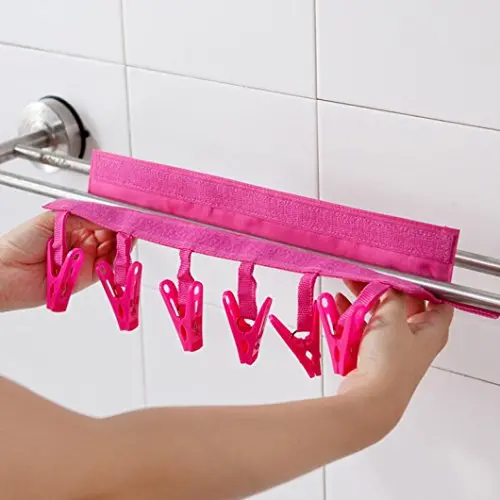 DZT1968 Portable Bathrooms Cloth Hanger Rack Clothespin (Hot Pink)