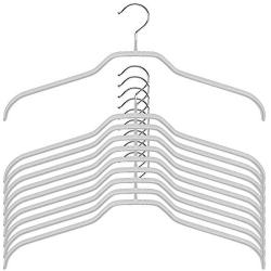 MAWA Reston Lloyd Silhouette Light Thin Non-Slip Space Saving 45/F Extra Wide Clothes Hanger, Set of 10, Silver