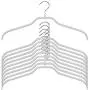 MAWA Reston Lloyd Silhouette Light Thin Non-Slip Space Saving 45/F Extra Wide Clothes Hanger, Set of 10, Silver