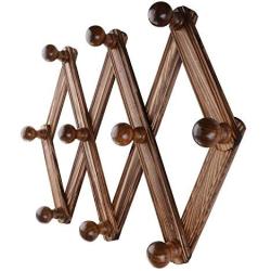 Wooden Expandable Coat Rack,Wall Mounted Hanging Hat/Scarf/Jewelry Hanger for Entrance,Bedroom,Living Room,Utility Hooks Home Decor 10 Hook/Set