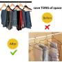 Pants Hangers, NUOSEM Space Saving Hangers - with 10 Clips Multi-layer Non Slip Slack Hangers - Closet Organizer Swing Arm Jeans Trouser Hanger for Scarf Shock Towel Mens Clothes Hangers, Black 2pack