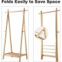 LANGRIA Foldable Bamboo Clothes Laundry Rack with 4 Side Hooks Lower Shoe Shelf for Extra Storage Space A-Frame Design Garment Stand, Bamboo Natural Color LANGRIA Foldable Bamboo Clothes Laundry Rack with 4 Side Hooks Lower Shoe Shelf for Extra Storage Space A-Frame Design Garment Stand, Bamboo Natural Color