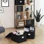 SONGMICS Set of 3 Foldable Storage Boxes with Lids, Fabric Cubes with Label Holders, Storage Bins Organiser, 11.8 x 15.7 x 9.8 Inches, Black URLB40H