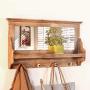 LIANGJUN Wall Coat Rack Clothes Hat Hanger Holder Shelf Solid Wood With Mirror Creative, Brown, 85x47x13CM jacket scarf porch