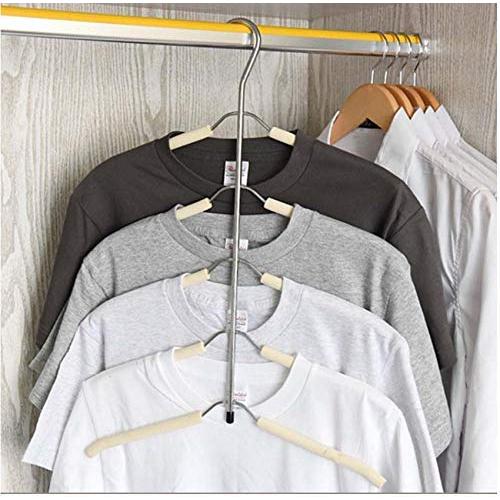 2pcs Color Random Multilayer Fish Bone Shape Stainless Steel Clothing Storage Racks Clothes Hanger Storage Holder Wardrobe Laundry Drying Rack