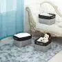 Foldable Storage Bins [3pc/Pack] Cotton Blend Collapsible Organizing Boxes Storage Baskets with Handles Household