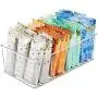 mDesign Plastic Food Storage Organizer Bin Boxes - 4 Divided Sections - Holder for Seasoning Packets, Pouches, Soups, Spices, Snacks for Kitchen, Pantry, Cabinet, Refrigerator - 6 Pack - Clear