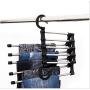 5pcs Random Color Fashion 5 in 1 Pant Rack Shelves Stainless Steel Clothes Hangers Multi-Functional Wardrobe Magic Hanger Space Saving Hangers