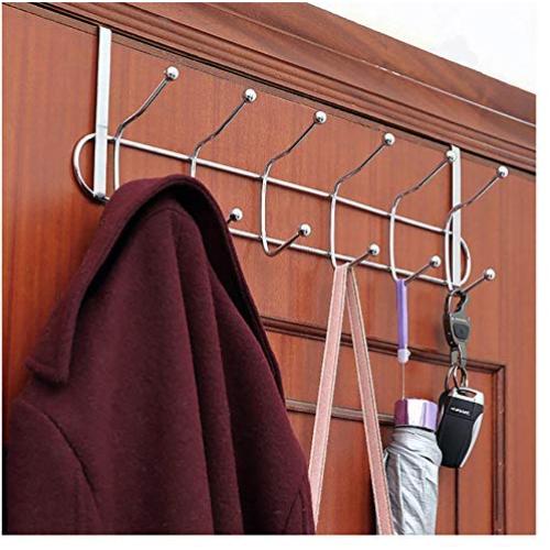 2PC Clothes Hangers Rack Over Door Stainless Steel 12 Hooks Clothing Coat Hanger Kitchen Bedroom Home Storage Decoration