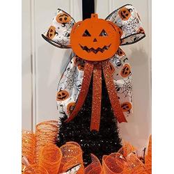 Pumpkins & Witches Halloween Orange Black Deco Mesh Door Decor - FREE SHIPPING - WREATH HANGER INCLUDED