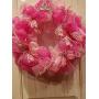 PINK PRINCESS DECO MESH WREATH WITH TIARA AND PEARLS - FREE SHIPPING - WREATH HANGER INCLUDED