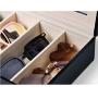 Oirlv Black Leather Women Men Sunglasses Organizer Eyewear Storage Boxes with Lid and Lock