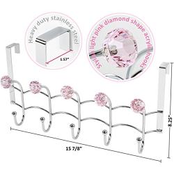 Galashield Over The Door Hook Pink Acrylic Hooks and Stainless Steel Organizer Door Hanger Towel Rack (10 Hooks)