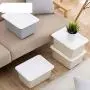 HOMELUNY Storage Boxes Organizer for Home Office Nursery Plastic Storage Boxes with Lid Large Clothes Toy Book Storage Boxes Grey