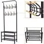 Peatao Heavy Duty Garment Rack Multi-Purpose Coat Clothes Stand with 3-Tier Shoes Rack and Hanger Bar