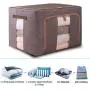 ALLINONE Foldable Storage Bins Boxes, Storage Bag Organizer Clothes, Foldable Stackable Container Organizer, with Lids & Clear Windows & Handles & Steel Frame,66L,Grey