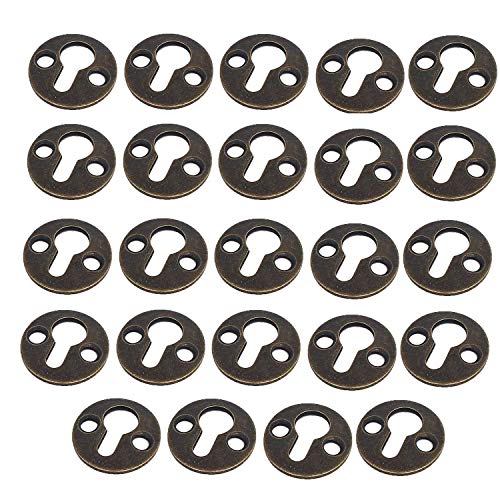 Antrader Metal Round Type Keyhole Shelf Brackets Hangers for Picture Frame Hanging with Screws Pack of 24 (Bronze Tone)