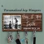 Photo Key holder for wall, Custom Wood Key Holder For Wall, Personalized Key Hanger, Custom Wall Key Hanger, Housewarming Gift, Anniversary Gift, Last name key rack, Family key hanger, Wedding gift