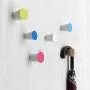 WINGOFFLY 3PCS Decorative Wooden Wall Mounted Hanging Coat Hat Hooks Modern Colorful Clothes Hanger Handemade Craft Rack(Blue& Wathet& White)