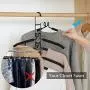 PUPOUSE Hangers Space Saving, 5 in 1 Non-Slip Metal Magic Clothes Hanger Wide Shoulder Multifunctional Adult Clothes Rack for Household Space Saver, Coat Suit Jacket Sweater Skirt Shirt Pants