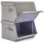 EZOWare 2 Pack Stackable Storage Bins with Lids and Handles, Linen Fabric Foldable Storage Cubes Bin Boxes Containers for Home, Office, Nursery, Closet, Bedroom, Living Room (Large) EZOWare 2 Pack Stackable Storage Bins with Lids and Handles, Linen Fabric Foldable Storage Cubes Bin Boxes Containers for Home, Office, Nursery, Closet, Bedroom, Living Room (Large)