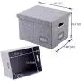Superjare Updated File Boxes for Hanging Files, Set of 2, Storage Office Boxes with 60 lbs Weight Capacity, Durable MDF Board & Linen Fabric, File Storage Organizer for Letter/Legal - Grey