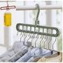 10pcs Random Color Multi-Function Folding Magic Hook Nine-Hole Rotation Magic Clothes Hanger Drying Cabinet Bedroom Clothes Home Storage Tools