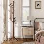 VASAGLE Coat Rack Free Standing with with 8 Hooks, Wood Coat Tree Hall Entryway Stand for Clothes, Hats, Handbags, Umbrella, Solid Wood, Dark Walnut URCR04WN