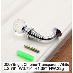 KFZ Speedy Accessories,Crystal Curtain Tie Back Hooks,Wall Mounted Holdback,HAO-000708 Hat and Coat Hook Hangers (1 Pack, 0007Bright Chrome-Transparent White)