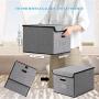 Collapsible File Organizer Boxes [2-Pack] Decorative Linen Storage Hanging Filing Folders with Lids Office Gray for Letter Size and Legal Size