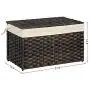 SONGMICS Storage Box, Laundry Hamper with Cotton Liner and Metal Frame, Storage Basket with Lid, Decorative Bin for Bedroom Closet Laundry Room, Rattan-Style, 21.9 x 13.4 x 13.4 Inches, Brown URST56BR